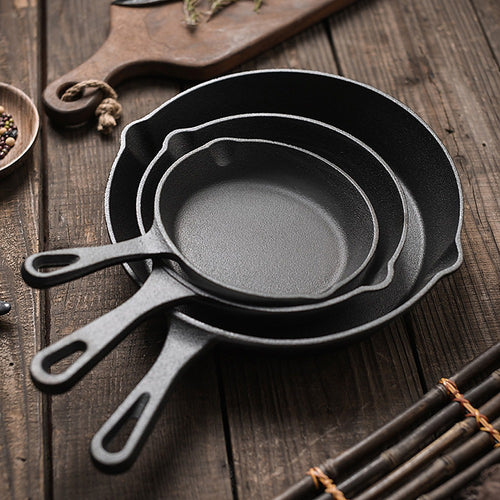Chef Cast Iron Frying Pan Set – 3-Piece Skillet, Grill & Oven-Safe Cookware for Versatile Home Cooking