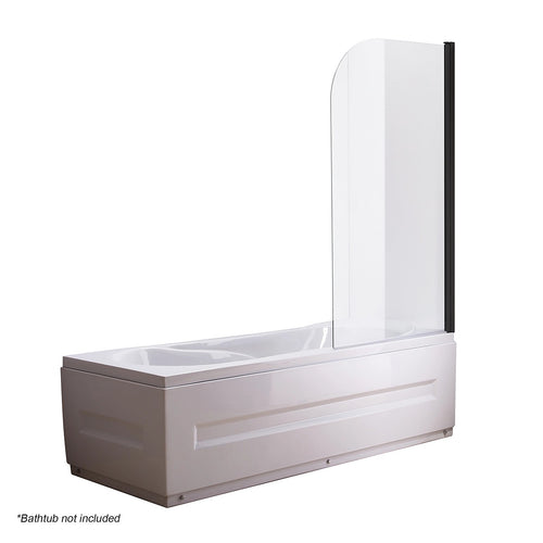 180° Black Pivot Door 6mm Safety Glass Bath Shower Screen By Della Francesca - 90 x 140cm