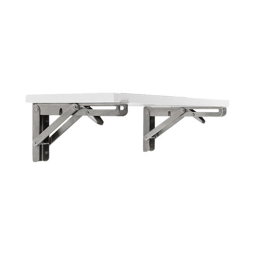 2x 20" Stainless Steel Folding Table Bracket Shelf Bench 50kg Load Heavy Duty