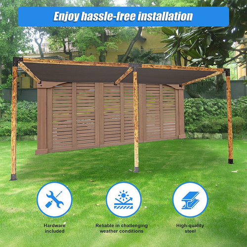 Roof Pergola Gazebo Shed Matte Black Steel Double Wall Mount with Coffee Screens Brackets DIY Kits