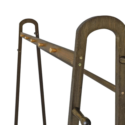 Dark Wood Slim Clothes Rack 160x100cm Space Saving Floor Stand