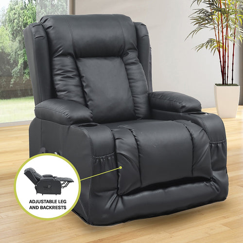 Electric Lift Recliner Chair – Heated Massage PU Leather Armchair with USB