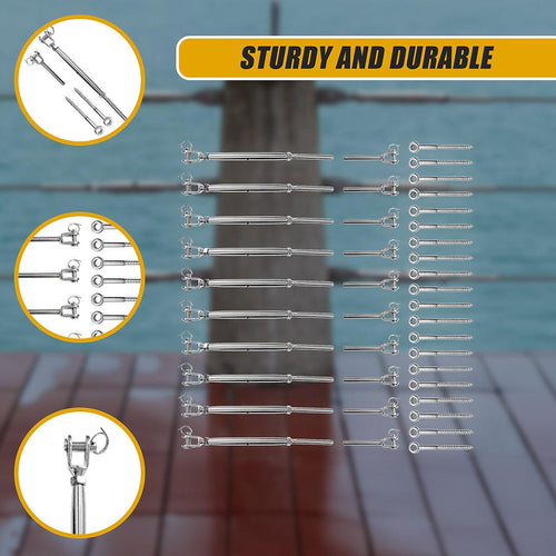 Stainless Steel Wire Rope DIY Balustrade Kit Jaw/Swage Fork Turnbuckle - 10 pack