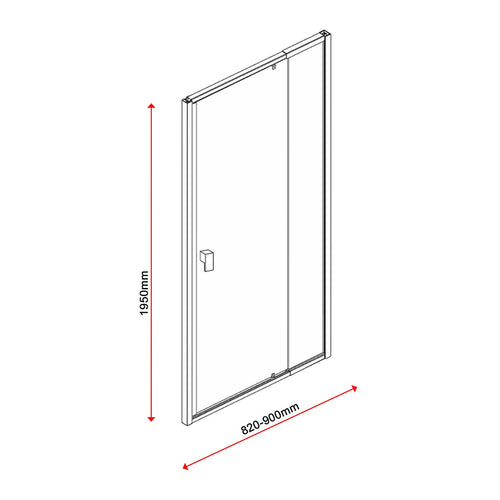 Adjustable Semi Frameless Shower Screen Front: (82~90)x195cm with Gold Hardware and No Side Return