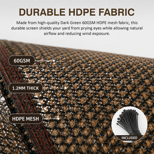 Fence Privacy Screen – 15mx2m Coffee HDPE Mesh Windscreen