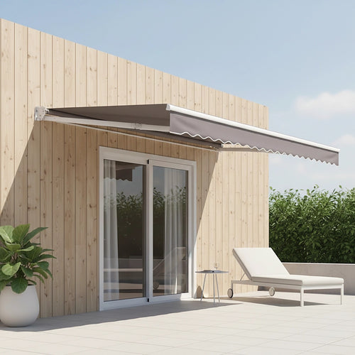 Automatic Retractable Awning 5.0 x 3.0m - Grey Outdoor Wall Sunshade