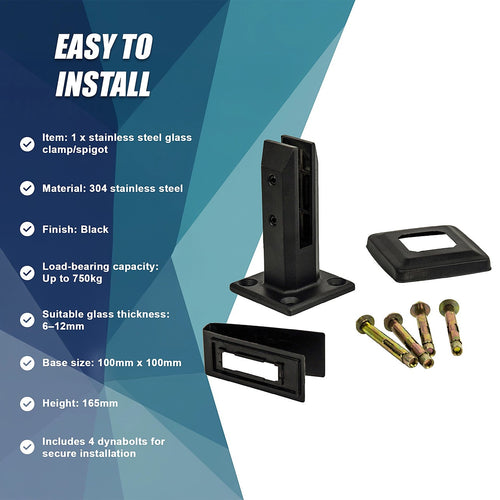 Glass Black Spigot 304 Stainless Steel Balustrade Pool Fence