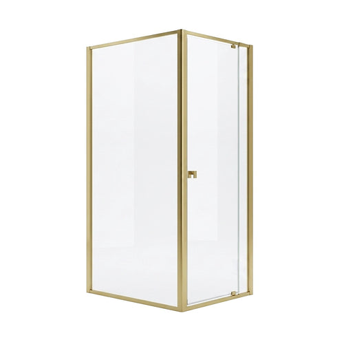 Adjustable Semi Frameless Shower Screen Front: (74~82)x195cm with Gold Hardware and Side: (98~101)x195cm