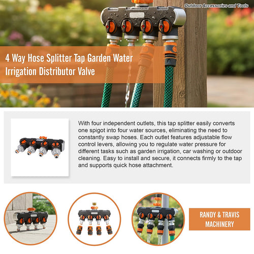 4 Way Garden Hose Splitter Tap – Water Irrigation Distributor Valve