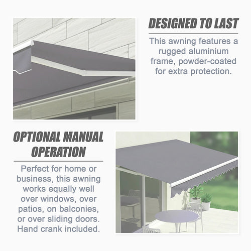 Automatic Retractable Awning 3x2.5m - Grey Outdoor Wall Sunshade