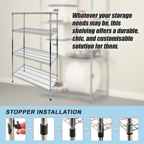 Modular Wire Storage Shelf 1200 x 450 x 1800mm Steel Shelving - Carbon Chrome Plated