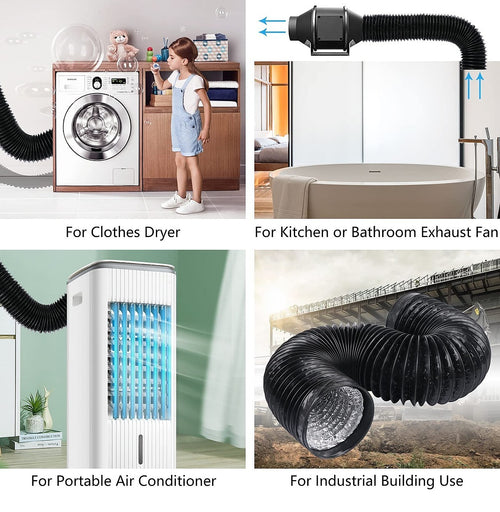 Flexible Aluminium Ducting 20.3cm x 7.6m – 4-Layer Vent Hose for HVAC & Dryers