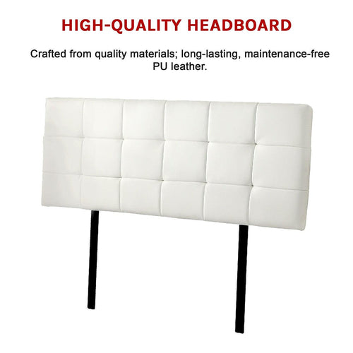 Queen PU Leather Bed Deluxe Headboard Bedhead - White