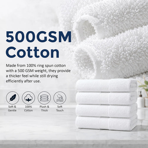 500 GSM Cotton Bath Towels 4 Pack White