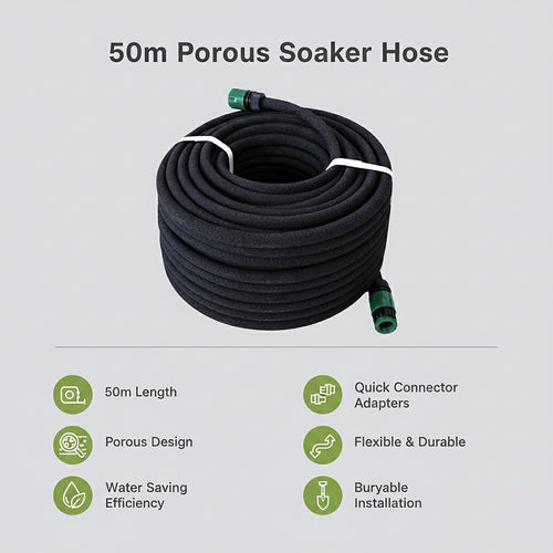 50m Porous Soaker Hose – Leaky Garden Irrigation Pipe for Efficient Plant Watering