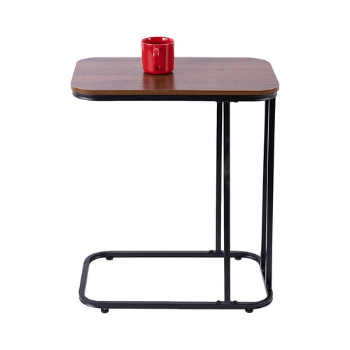 C-Shaped Side Table with Slate Top for Living Room & Bedroom