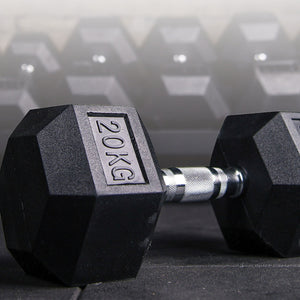 20kg Commercial Rubber Hex Dumbbell Gym Weight