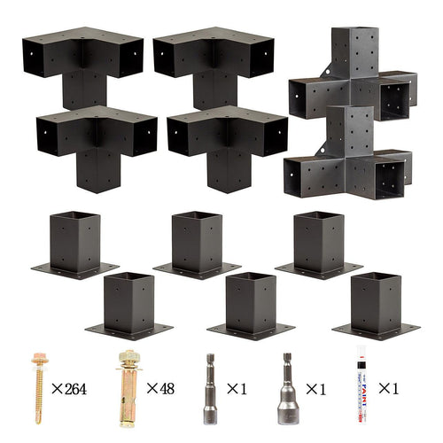 Roof Pergola Gazebo Shed Matte Black Steel Double Brackets DIY Kits