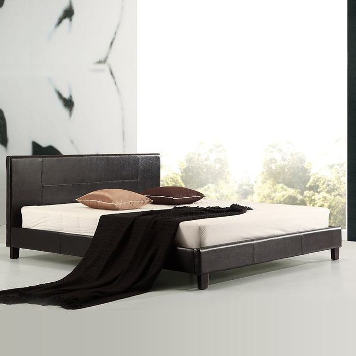 King Bed Frame Brown PU Leather
