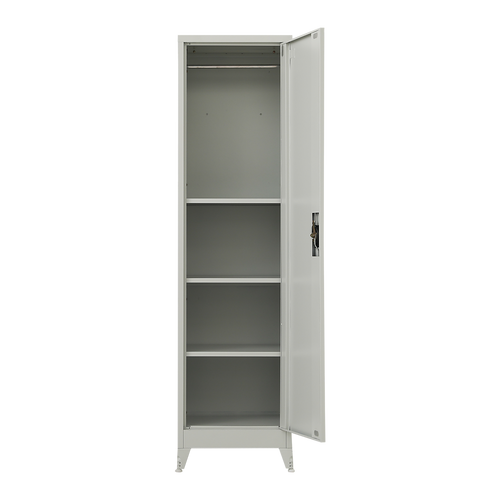 Single Door Metal Locker Cabinet - Grey with Legs