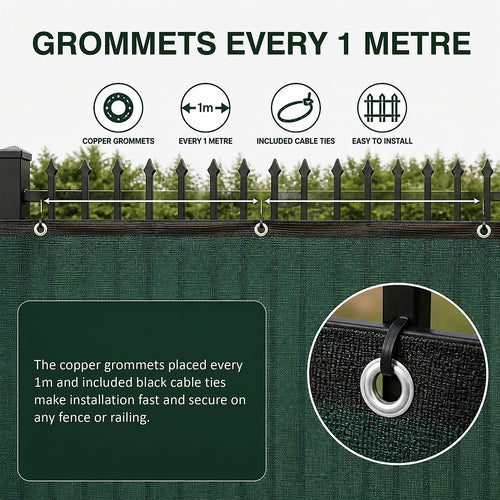 Fence Privacy Screen – 20mx2m Dark Green HDPE Mesh Windscreen