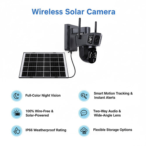 9MP Wireless Solar Security Camera – WIFI Outdoor Battery PTZ CCTV System for Home & Property