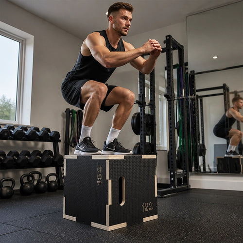 3 in 1 Wooden Plyometric Jump Box 16 14 12 Inch Anti-Slip Plyo Box for Home Gym, CrossFit & Fitness Training