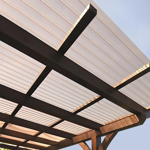 8mm PVC Corrugated Roofing Sheets Tinted Bronze UV Roof 836x2000mm Bulk 10 Pack