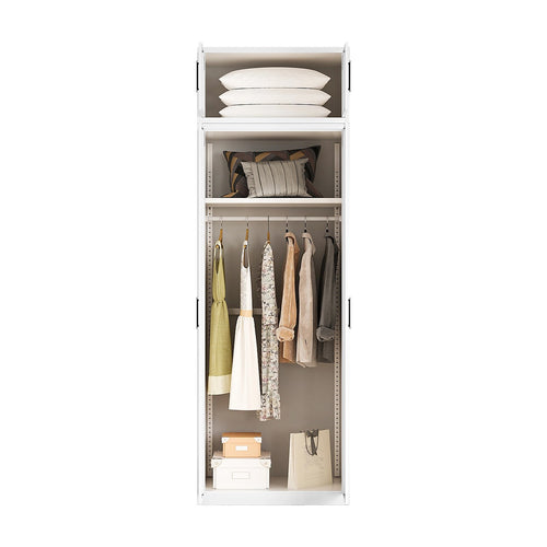 80x240cm 2-Door White Steel Hanging Wardrobe with Black Handle Storage Cabinet