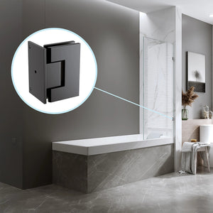 90cm Frameless Swing Bath Screen with Black Hardware