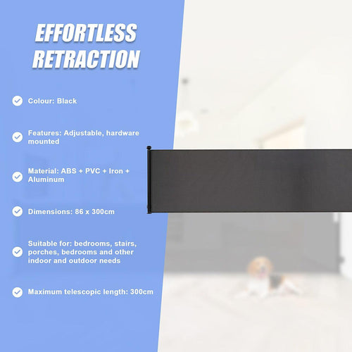 Retractable Baby Safety Fence Pet Stair Gate Barrier for Kids Dog Cat 3M