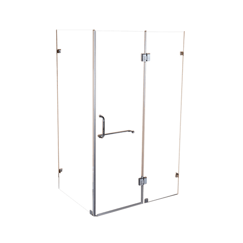 Frameless 10mm Glass Shower Screen 110 x 100cm GOLD Hinges/Brackets and ROUND Handle
