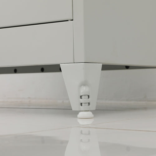 Double-Door Metal Cabinet with 4 Shelves – Office, Garage, or Home Storage in Grey with Legs