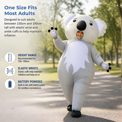 Adult Inflatable Koala Costume Blow Up Australian Animal Fancy Dress Suit