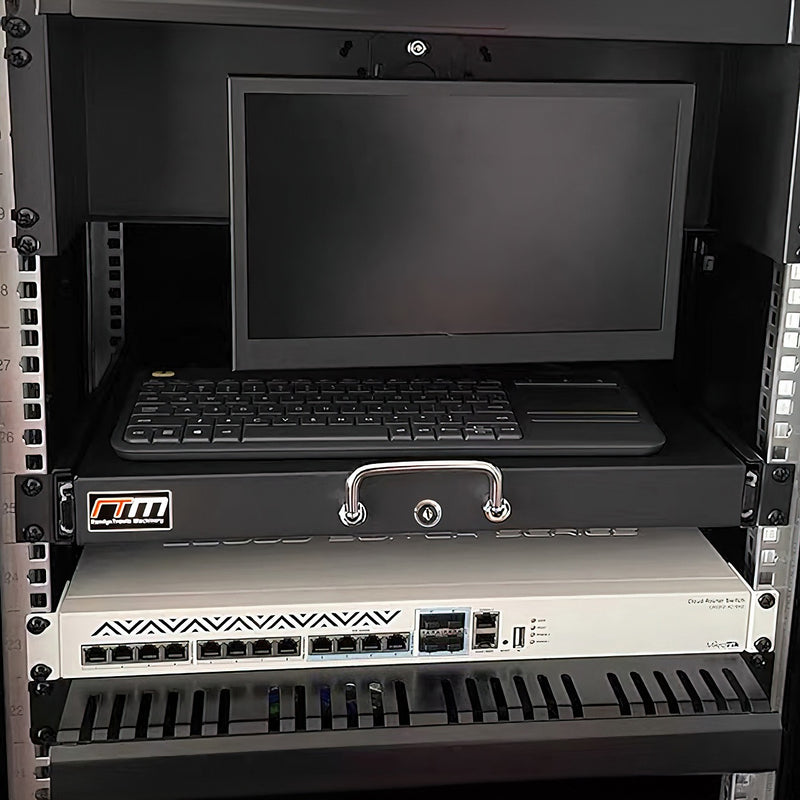 1U Locking Rack Mount Drawer Secure Steel Storage for 19