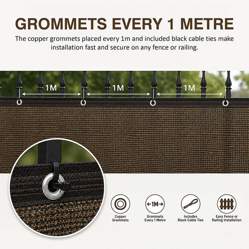Fence Privacy Screen – 15mx2m Coffee HDPE Mesh Windscreen