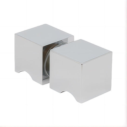 100cm Frameless Diamond Shower Screen with Chrome Brackets and Brass Hinges, Square Knob Handle