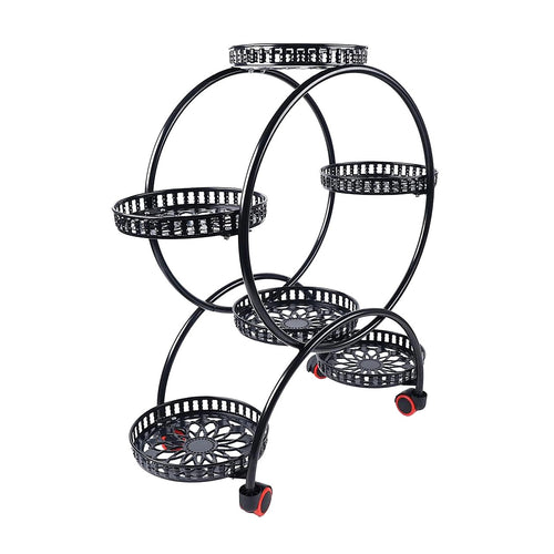 6 Pot Plant Stand with Wheels 4 Tier Plant Shelf