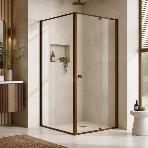 Semi-Frameless Shower Screen – Dust Brown, Front: (98~106)x195cm, Side: (98~101)x195cm