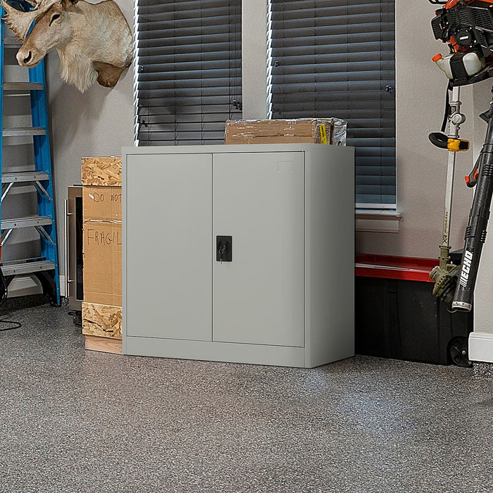 Two-Door Metal Locker - Grey without Legs