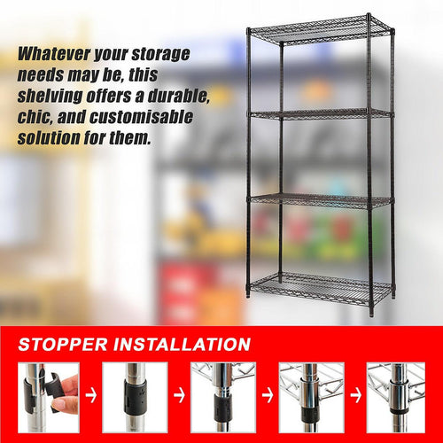 Modular Wire Storage Shelf 900 x 350 x 1800mm Steel Shelving - Baking Black Technology