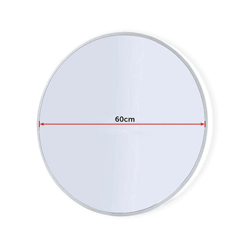 60cm Round Wall Mirror Bathroom Makeup Mirror by Della Francesca - White