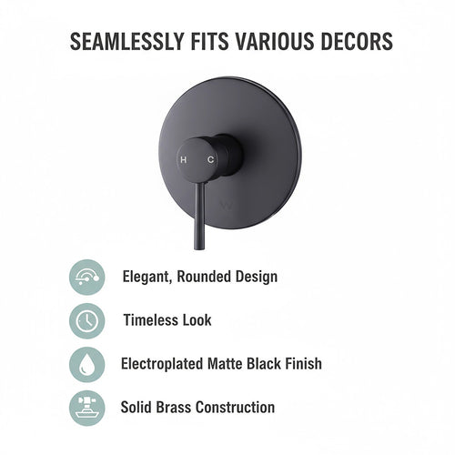 Bathroom Shower Bath Mixer Tap WATERMARK Approved - Electroplated Matte Black