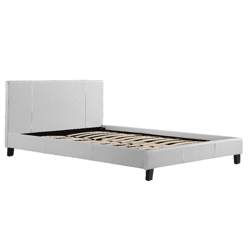 Queen Bed Frame White PU Leather