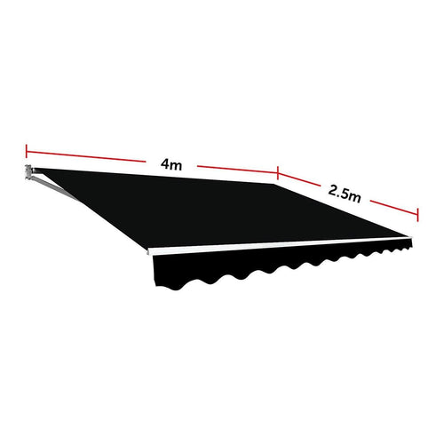 Outdoor Folding Arm Retractable Sunshade Awning in Black - 4x2.5m