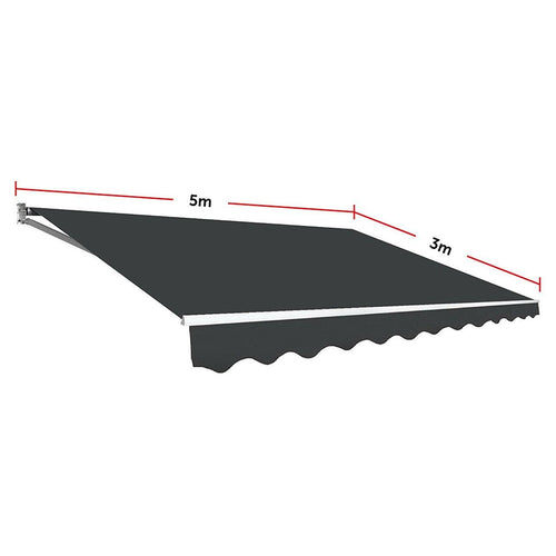 Outdoor Awning Grey - 5x3m Retractable Sunshade