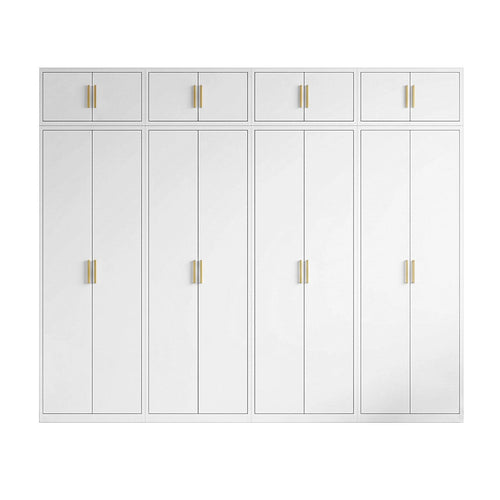 320x240cm 8-Door White Steel Shelf Wardrobe with Gold Handle Storage Cabinet