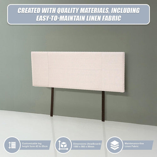 Queen Beige Linen Fabric Bed Headboard Bedhead