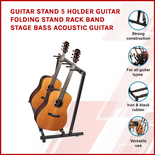 Guitar Stand 5 Holder Guitar Folding Stand Rack Band Stage Bass Acoustic Guita