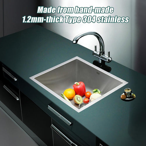 510x450mm Stainless Steel Handmade 1.2mm Sink with Waste in Stainless Steel 304 Finish